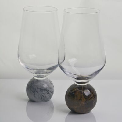 chất lượng Marble Sphere Base Crystal Wine Glass Set Handblown Ultra Clear Crystal with Natural Stone Elegance Ideal for Daily and Special Gatherings nhà máy sản xuất