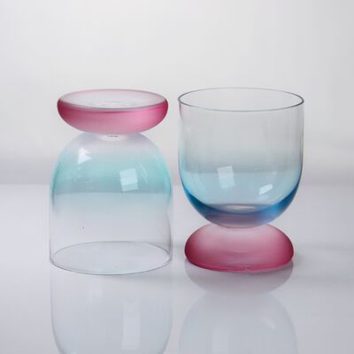 chất lượng Handblown Crystal Wine Glass Goblet with Two-color Gradient and Frosted Base for 300ml Wine Cocktail & Home Decor nhà máy sản xuất