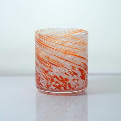 chất lượng Hand-blown Orange Swirl Confetti Glass Cup - Artisan Crafted Drinking Glass for Whiskey and Cocktails nhà máy sản xuất
