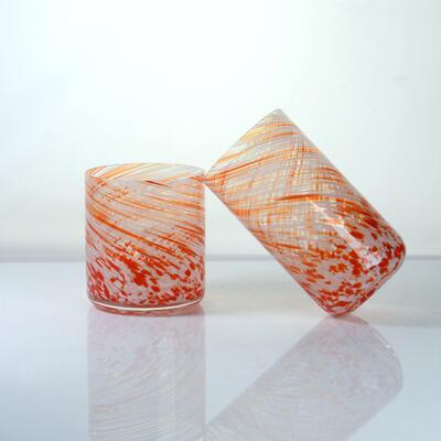 chất lượng Hand-blown Orange Swirl Confetti Glass Cup - Artisan Crafted Drinking Glass for Whiskey and Cocktails nhà máy sản xuất