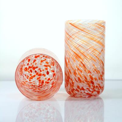 chất lượng Hand-blown Orange Swirl Confetti Glass Cup - Artisan Crafted Drinking Glass for Whiskey and Cocktails nhà máy sản xuất