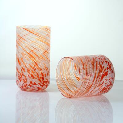 chất lượng Hand-blown Orange Swirl Confetti Glass Cup - Artisan Crafted Drinking Glass for Whiskey and Cocktails nhà máy sản xuất