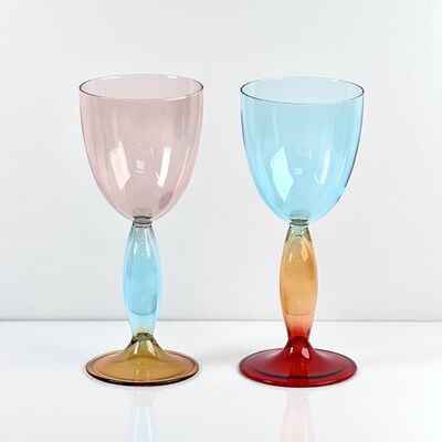 Chất lượng Hand-Blown Gradient Color Borosilicate Wine Glasses, Multi-Color Artistic Stem Goblets for Wine, Cocktail, Home Bar & Party Decor nhà máy