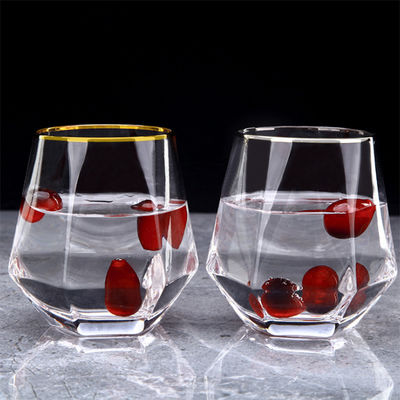 chất lượng Diamond Geometric Gold Rim Crystal Glass Tumblers , Glass Drinking Cup nhà máy sản xuất