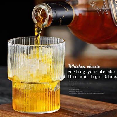 chất lượng Thin Wall 7cm Diameter Tumbler Drinking Glasses With Optical Stripes nhà máy sản xuất