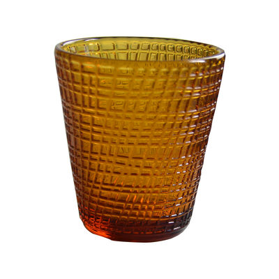 chất lượng Embossed Linen Pattern Solid Amber Glass Tea Light Holders nhà máy sản xuất