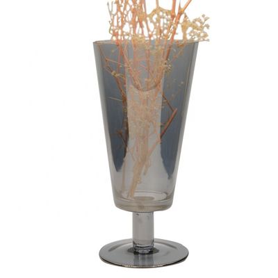 chất lượng Stemed Electroplated Grey Glass Candle Holder Centerpieces nhà máy sản xuất