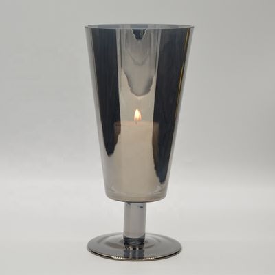 chất lượng Stemed Electroplated Grey Glass Candle Holder Centerpieces nhà máy sản xuất
