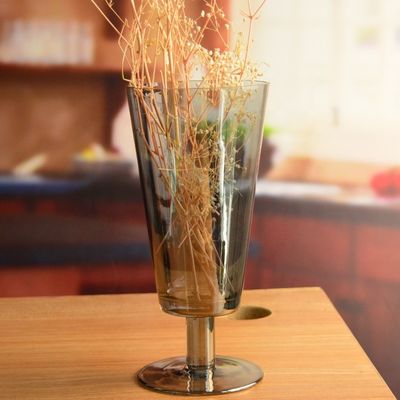 chất lượng Stemed Electroplated Grey Glass Candle Holder Centerpieces nhà máy sản xuất