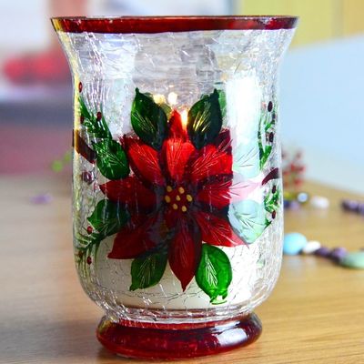 chất lượng Ice Crack Classic American Glass Hurricane Candle Holder nhà máy sản xuất