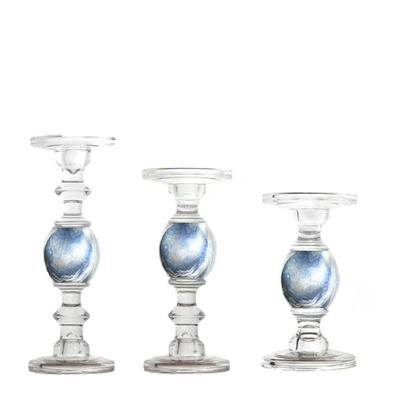 chất lượng Crystal 3 Size Long Stem Candle Holders With Marble Planet nhà máy sản xuất