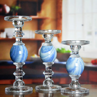 chất lượng Crystal 3 Size Long Stem Candle Holders With Marble Planet nhà máy sản xuất