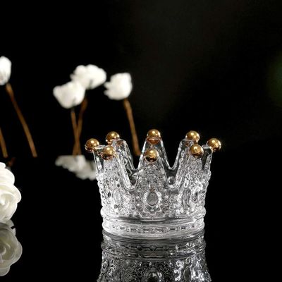 chất lượng Classic Crown Clear Glass Candle Holders nhà máy sản xuất