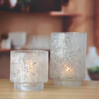 chất lượng Snow Flake Glass Candle Holders nhà máy sản xuất