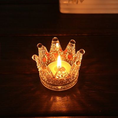 chất lượng Romantic Crown Tea Light Mini Votive Candle Holders ,  Glass Cylinder Candle Holders For Party nhà máy sản xuất