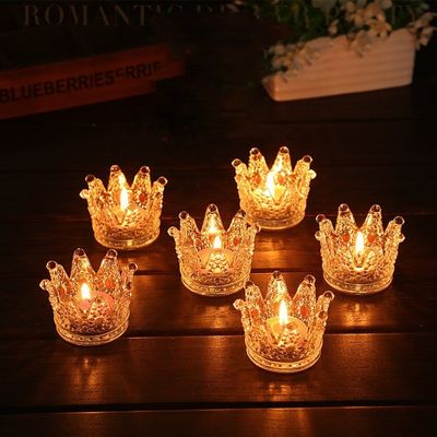 chất lượng Romantic Crown Tea Light Mini Votive Candle Holders ,  Glass Cylinder Candle Holders For Party nhà máy sản xuất