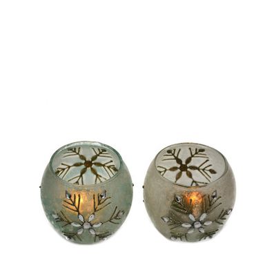 chất lượng Handpainted Christmas Snowflake Glass Cylinder Candle Holders nhà máy sản xuất