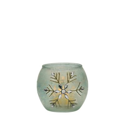 chất lượng Handpainted Christmas Snowflake Glass Cylinder Candle Holders nhà máy sản xuất