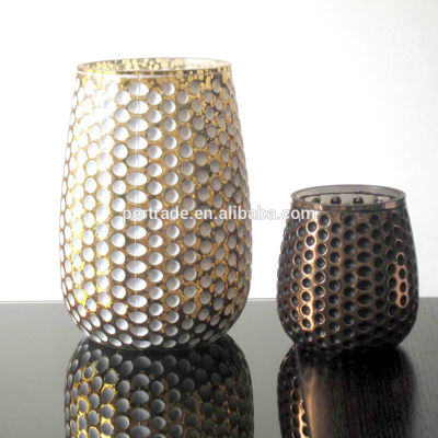 chất lượng 3 Size Silver Color Egg Shape Glass Candle Holders nhà máy sản xuất