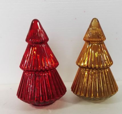 chất lượng Handblown LED Holiday Glass Candle Holders Christmas Tree Pattern nhà máy sản xuất