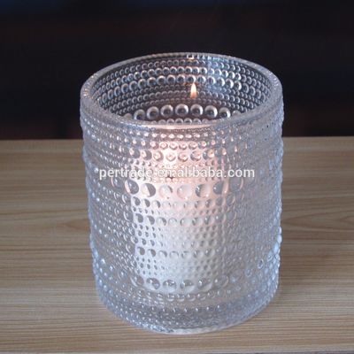 chất lượng Customized Embossed Beads Strings Glass Votive Candle Holders ,  Glass Cylinder Candle Holders nhà máy sản xuất