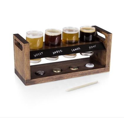 chất lượng Handmade 5oz Craft Beer Tasting Kit , Craft Beer Glasses Set With Wooden Paddle nhà máy sản xuất