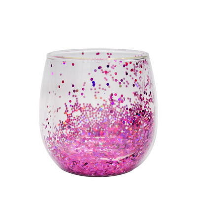 chất lượng Customized Double Wall Glass Coffee Cup Decorative Glitter Tumbler Drinking Glasses nhà máy sản xuất