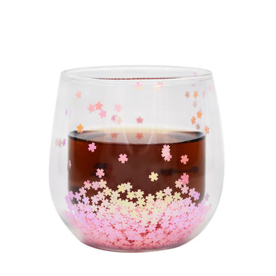 chất lượng Customized Double Wall Glass Coffee Cup Decorative Glitter Tumbler Drinking Glasses nhà máy sản xuất