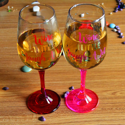chất lượng 340ml Crystal Wine Glass With Funny Fonts Decal Decoration nhà máy sản xuất