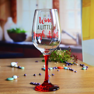chất lượng 340ml Crystal Wine Glass With Funny Fonts Decal Decoration nhà máy sản xuất