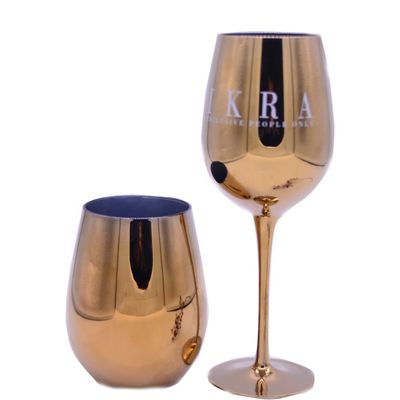 chất lượng Gold Plated 16oz Crystal Wine Glass With Decal Logo For Gift nhà máy sản xuất