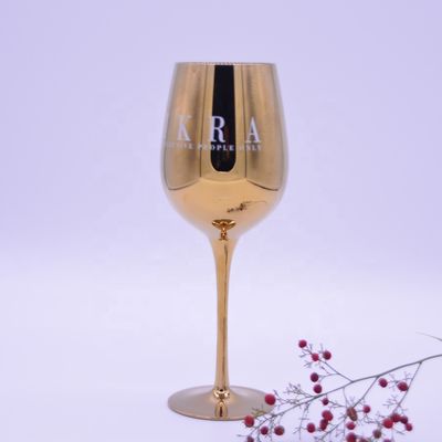 chất lượng Gold Plated 16oz Crystal Wine Glass With Decal Logo For Gift nhà máy sản xuất