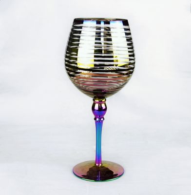 chất lượng Laser Circles Pattern Iridescent Crystal Wine Glass With Pearl Stem nhà máy sản xuất