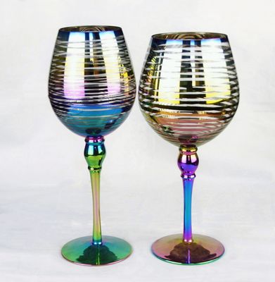 chất lượng Laser Circles Pattern Iridescent Crystal Wine Glass With Pearl Stem nhà máy sản xuất