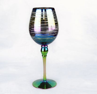 chất lượng Laser Circles Pattern Iridescent Crystal Wine Glass With Pearl Stem nhà máy sản xuất