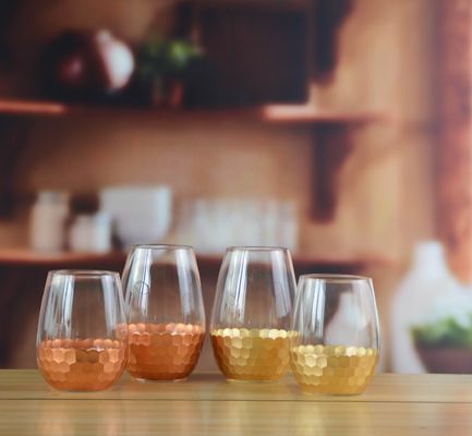 chất lượng 450ml Gold Cutted Honeycomb Stemless Crystal Wine Glass nhà máy sản xuất