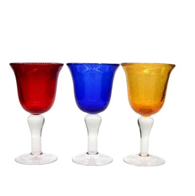 chất lượng Handblown Solid Color Mexican Bubbles Goblet Crystal Wine Glass nhà máy sản xuất