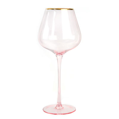 chất lượng Gold Rim Pink Crystal Wine Glass For Holiday Party nhà máy sản xuất