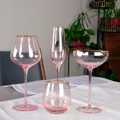 chất lượng Gold Rim Pink Crystal Wine Glass For Holiday Party nhà máy sản xuất
