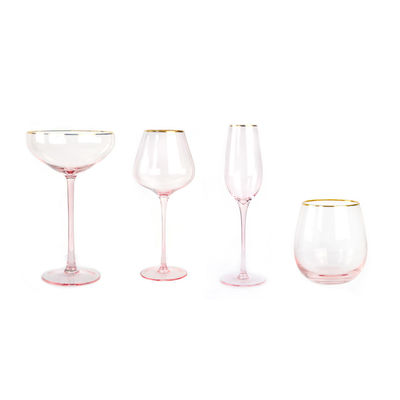 chất lượng Gold Rim Pink Crystal Wine Glass For Holiday Party nhà máy sản xuất