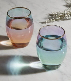 chất lượng Egg Shape  Stemless Clear Wine Glass ，Clear Stemless Wine Glasses With Golden Fonts nhà máy sản xuất