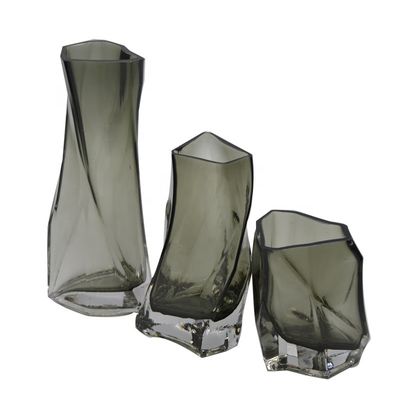 chất lượng 3 Size Warped Grey Color Tall Centerpiece Vases nhà máy sản xuất