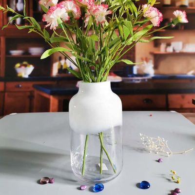 chất lượng Hand Made Solid White Top Half Ceramic Glass Jar Vase nhà máy sản xuất