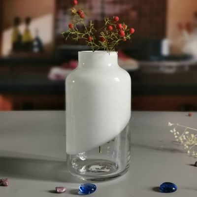chất lượng Hand Made Solid White Top Half Ceramic Glass Jar Vase nhà máy sản xuất