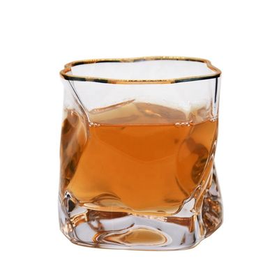 chất lượng Irregular Handmade Whiskey Glass With Gold Rim nhà máy sản xuất