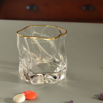 chất lượng Irregular Handmade Whiskey Glass With Gold Rim nhà máy sản xuất
