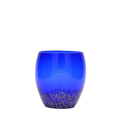 chất lượng Solid Cobalt Blue Whisky Tumbler Glass With Golden Stone nhà máy sản xuất