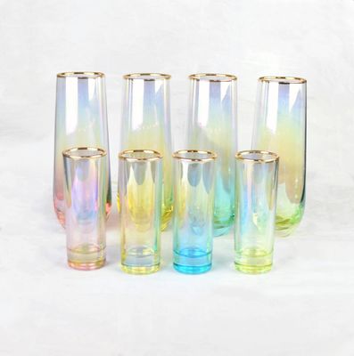 chất lượng Personalized INS Gradient Color Gold Rim Unique Shot Glass Set nhà máy sản xuất