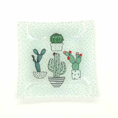 chất lượng Customize Color Ins Cactus Square Glass Dinner Plates nhà máy sản xuất