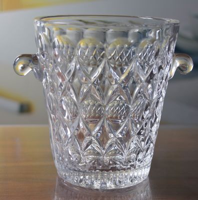 chất lượng Machine Made Embossed Round Glass Bucket With Handle nhà máy sản xuất